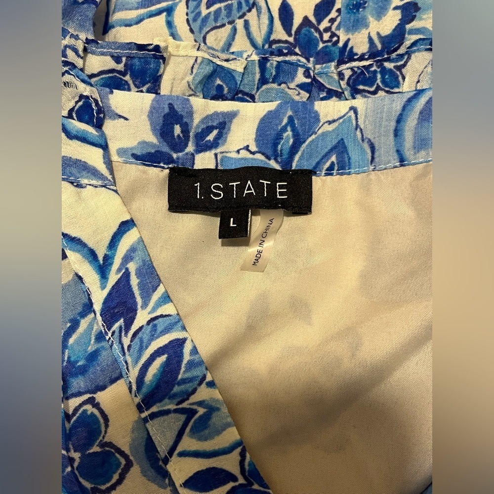 1. State Blue and White Floral Tiered Mini Dress - Picture 8 of 10